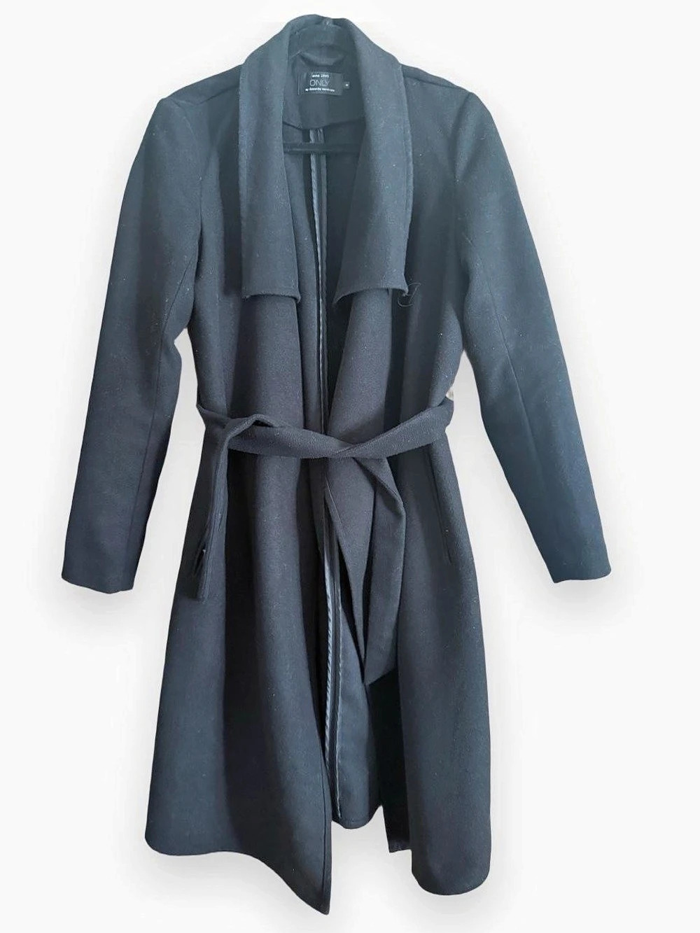ONLY Belted Wrap Coat in Black Size Small
